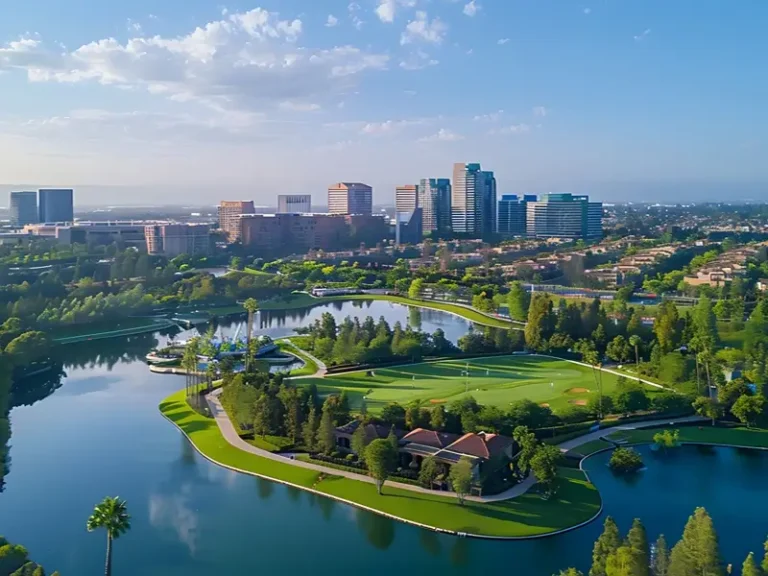 downtown Irvine, California skylineAerial